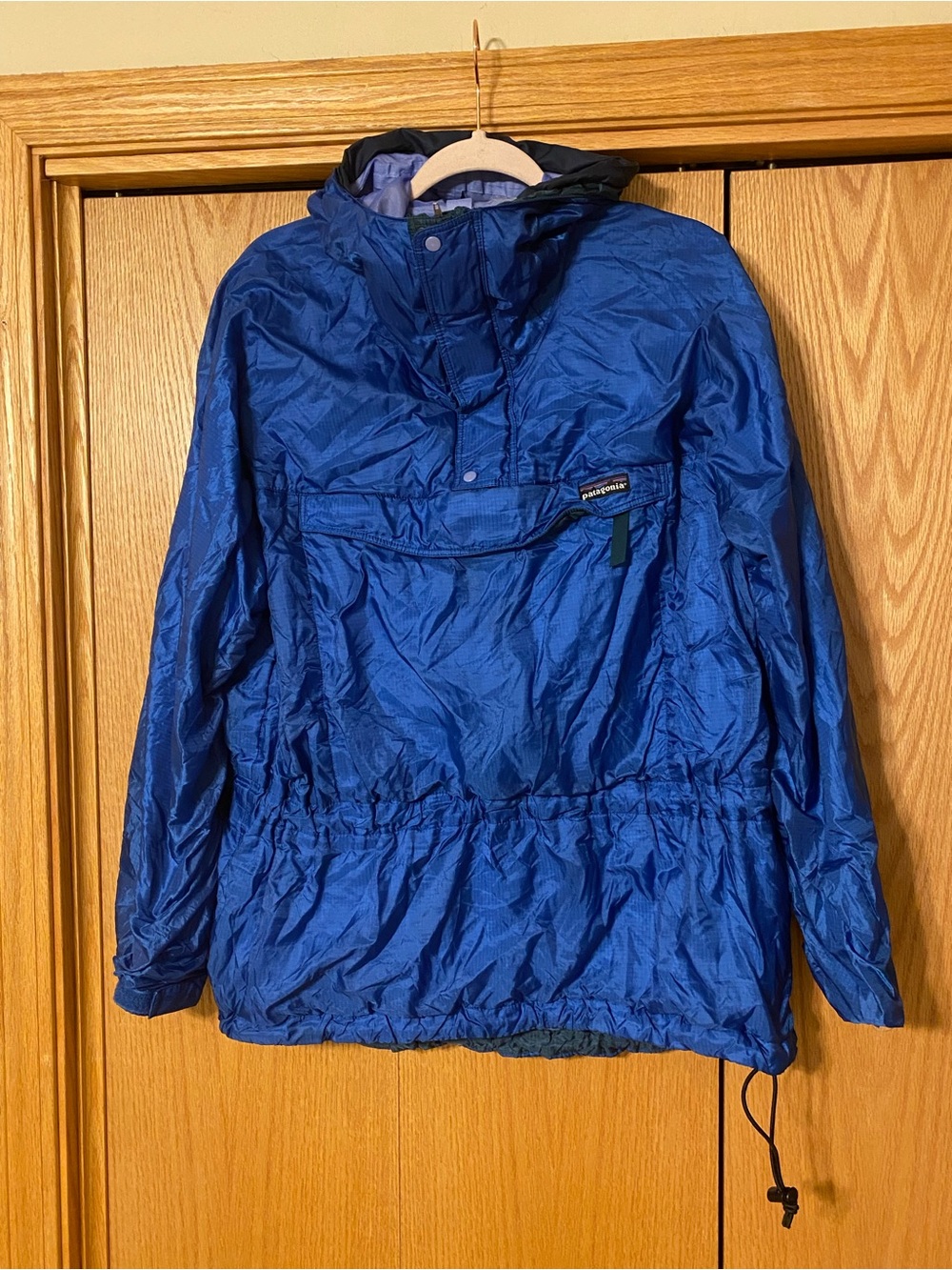 Vintage Patagonia Anorak Pullover Windbreaker Jacket Hooded Blue READ